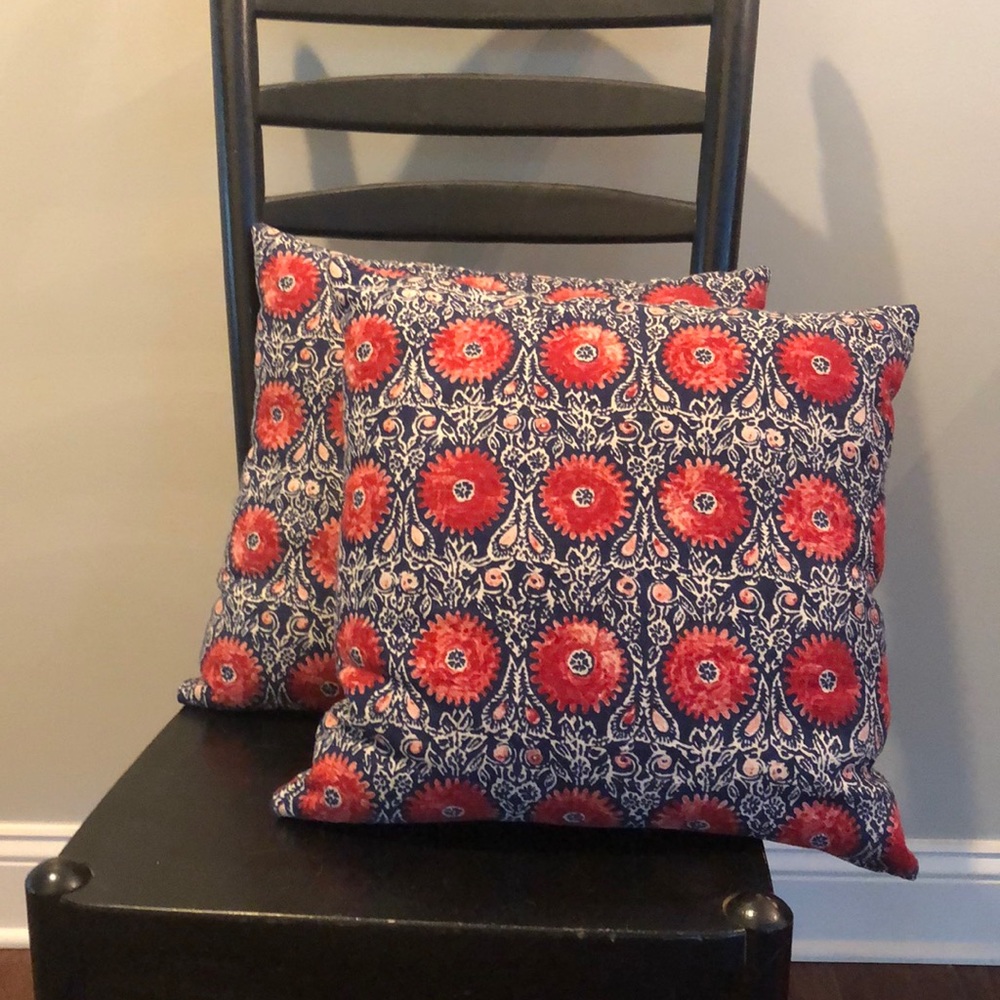 Pair of Custom Made Cotton Throw Pillows